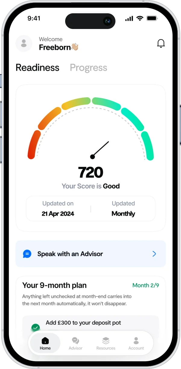 The LadderOne home screen showing a readiness score of 720